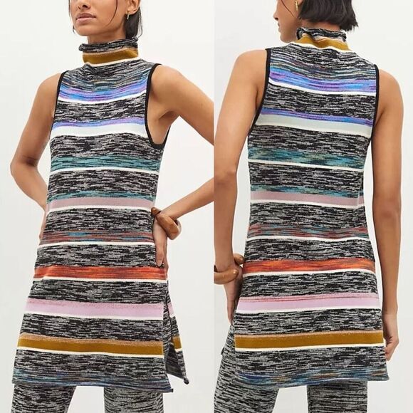 Anthropologie Maeve Womens Space-Dyed Rainbow Striped Knit Tunic Top Size Small - Picture 1 of 8